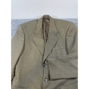 Stafford Brown Plaid Sports Coat Blazer Jacket Men 40R Wool Blend